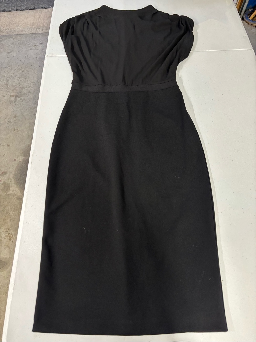 Express Black Cap-Sleeve Midi Sheath Dress